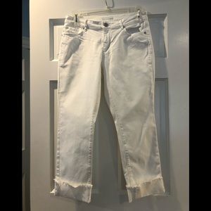LOFT petite curvy straight white jeans